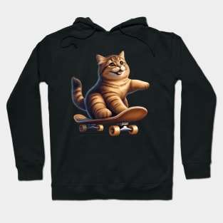 Skateboarding Kitten Sports Skateboarder Cute Ginger Cat Hoodie